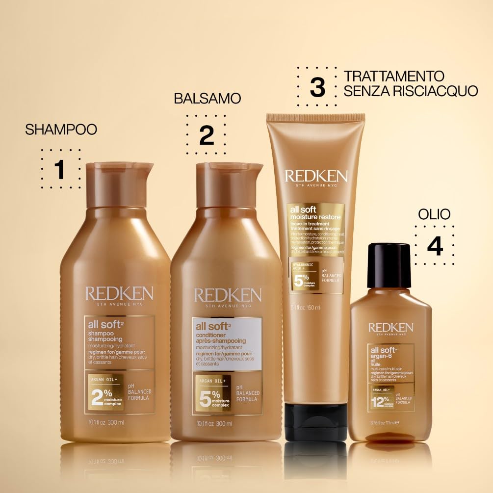 Redken | Balsamo professionale All Soft, Idratante per capelli secchi e fragili, 300 ml