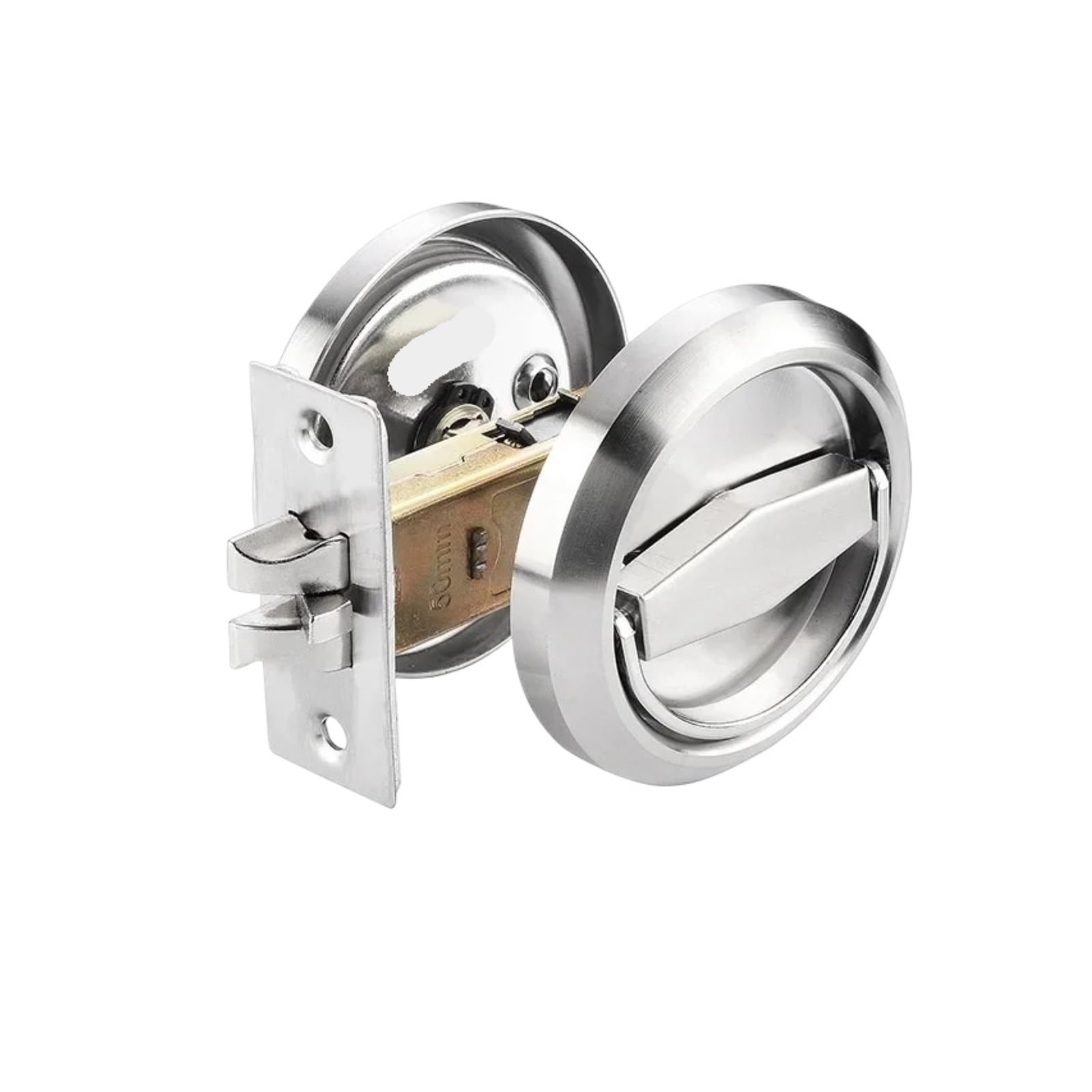 Round Recessed Door Lock Embedded Stainless Steel Pull Ring Invisible Lock