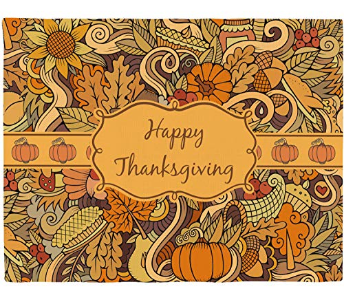 Personalized Thanksgiving Woven Fabric Placemat - Twill