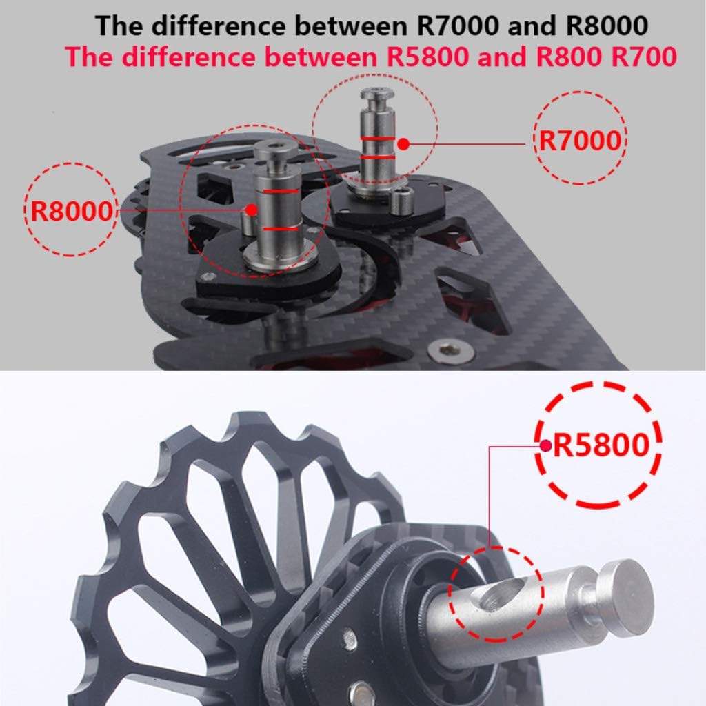 Bicycle Carbon Fiber Ceramic Rear Derailleur 17T Pulley Guide Wheel Accessories Bicycle Rear Derailleur Cable, Red-A