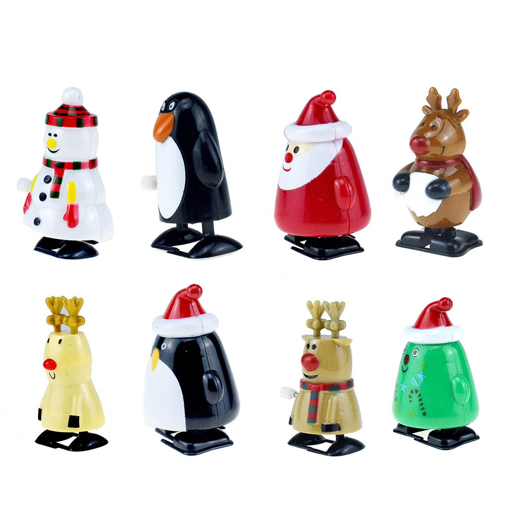 HELLOPOWT 8pc Santa Claus Elk Penguin Snowman Clockwork Toy Upper Chain Christmas Gift