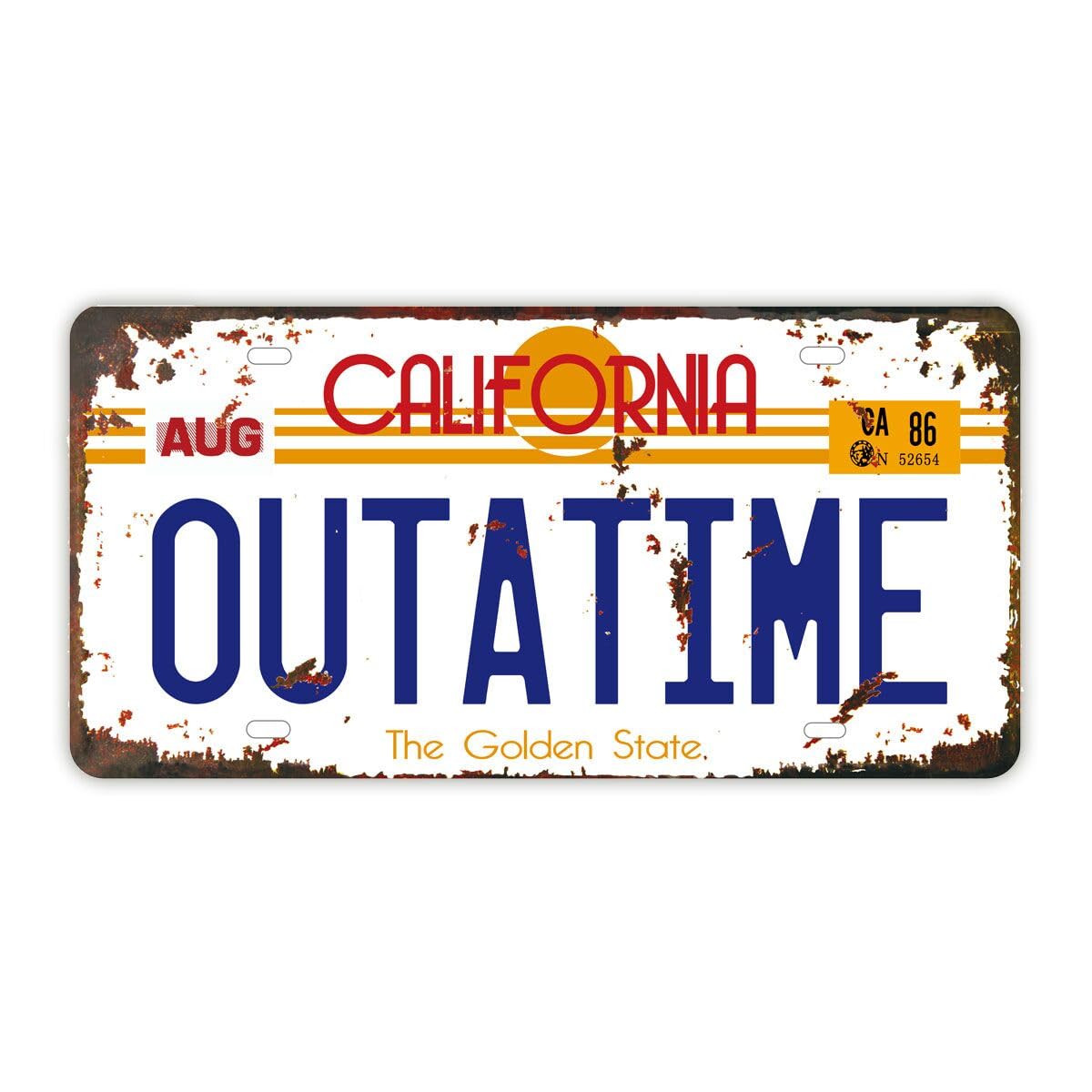 Outatime License Plate Memorabilia, Stamped Car Plate Replica, Movie Prop Vanity Number Tag, 12x6 inch