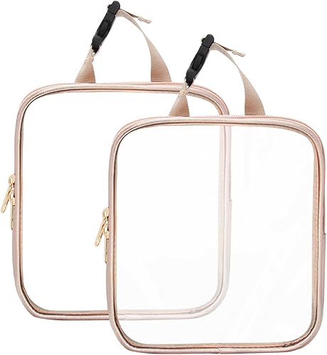 Relavel Bolsa de aseo aprobada por la Tsa, bolsa de maquillaje transparente, bolsa de viaje para artículos de tocador con cremallera, bolsa pequeña