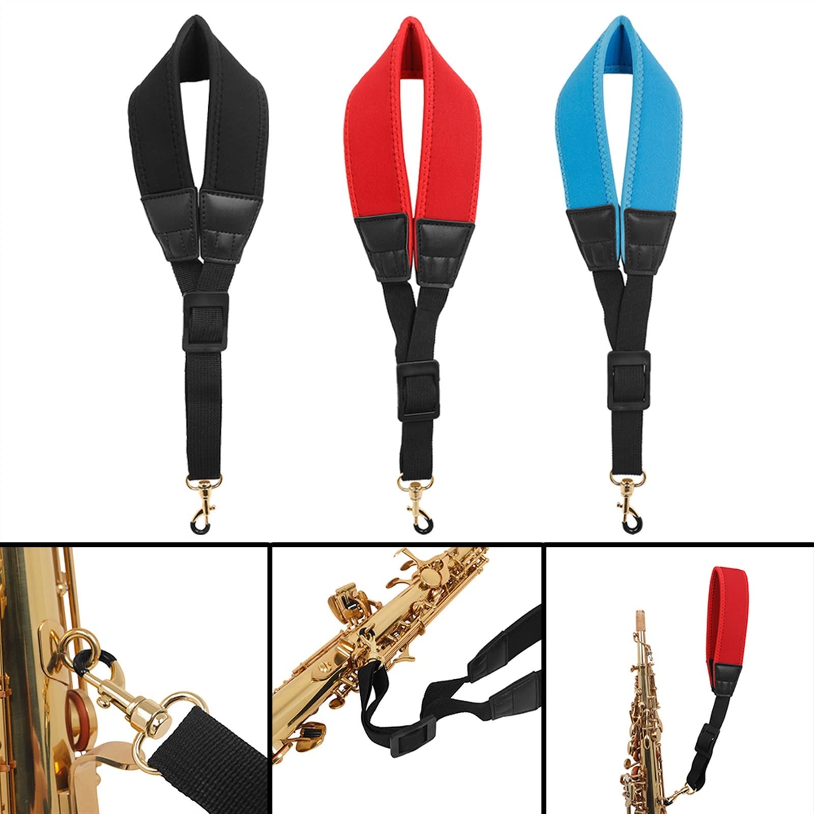 Saxophone Parts Saxophone Strap Soft Padded Saxophone Lanyard Neck Strap for Tenor Alto Baritone Sax Accessories