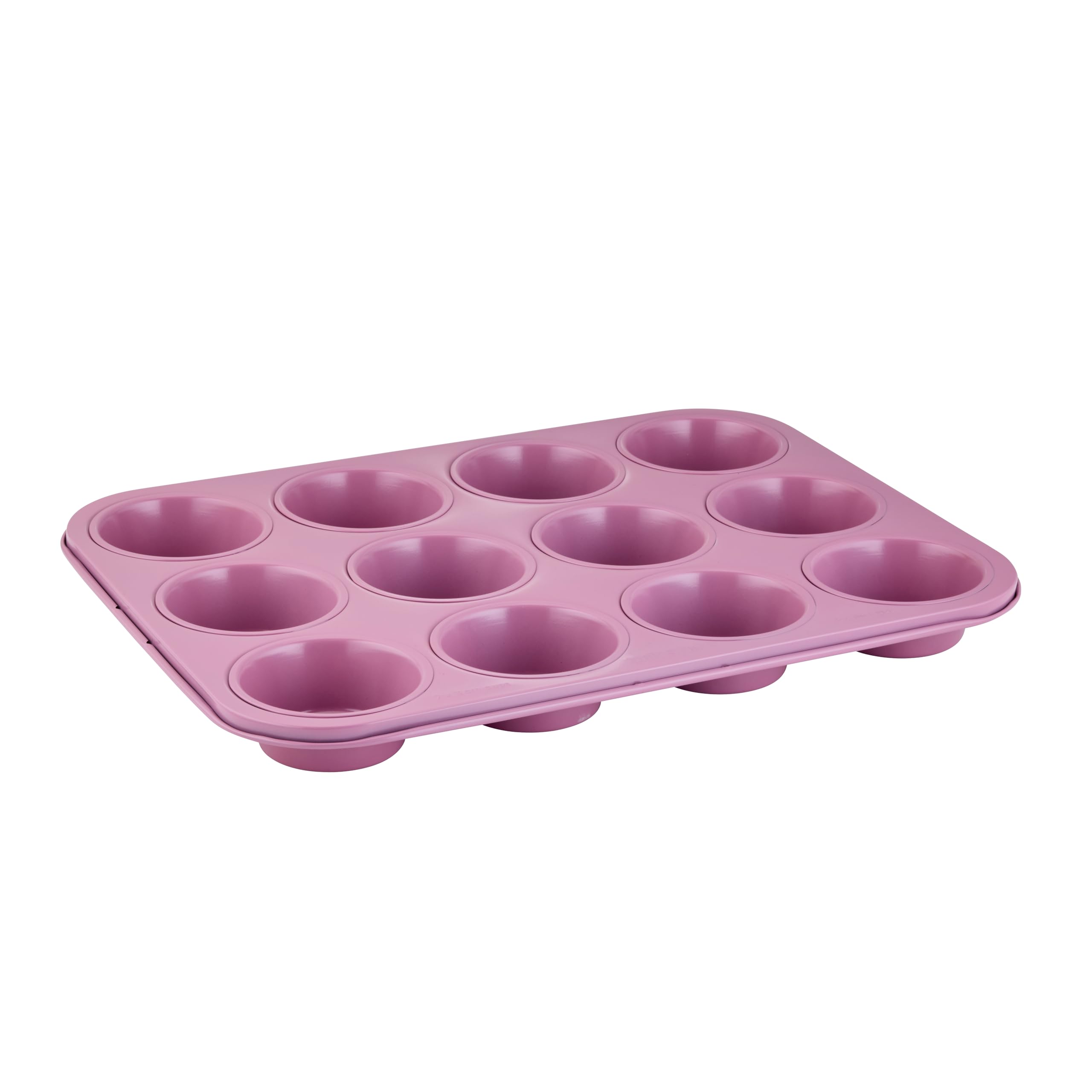 Wiltshire Colour Rush 12 Cup Muffin Tray, Chateau Rose, PFOA PTFE Free, Cupcake Mould, Non-Stick Coating, Rectangular Coated Baking Tin, Sheet Steel Bakeware, Carbon Steel, 7x3cm Cup Size