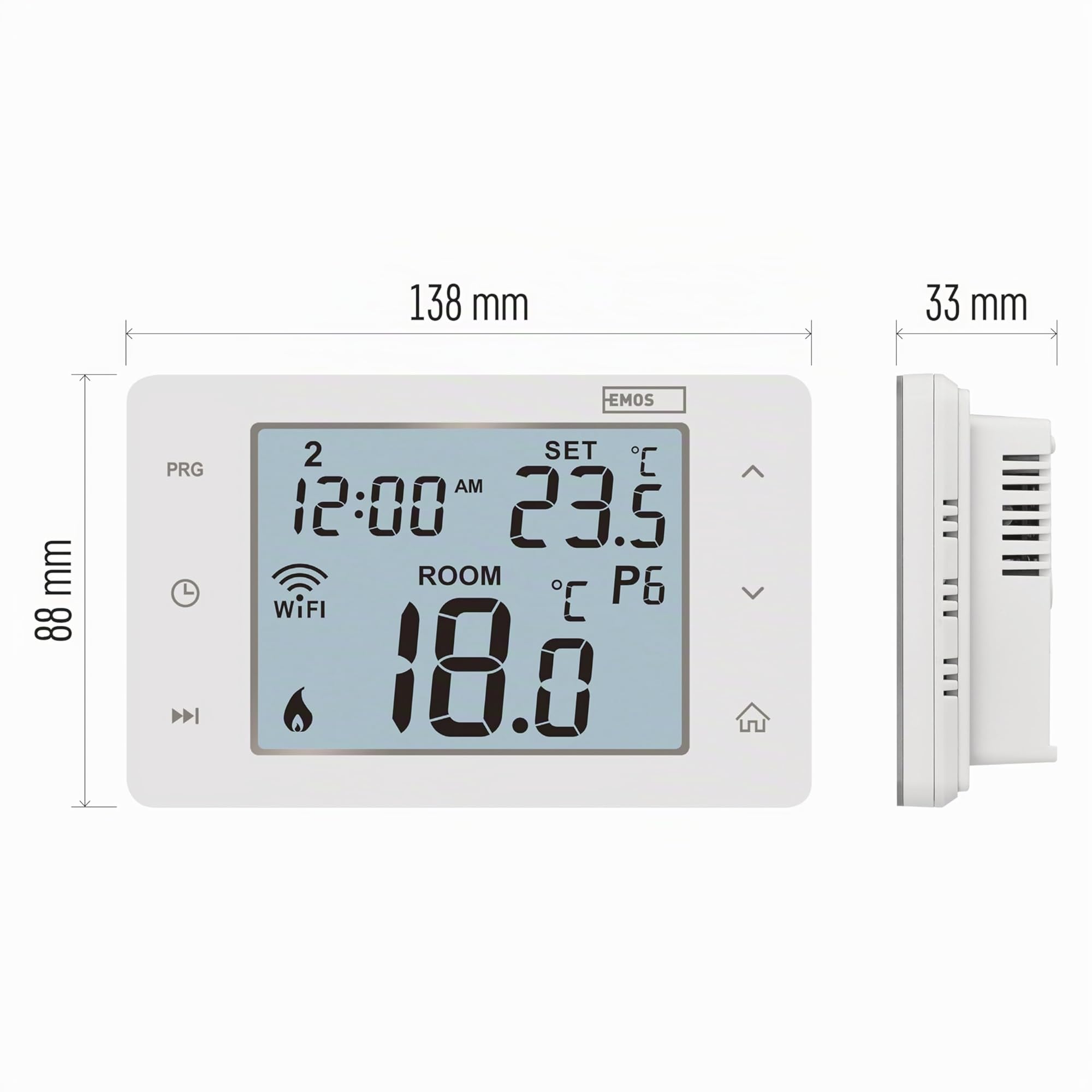 EMOS GoSmart termostato Inteligente WiFi, calefacción/refrigeración, App Tuya, Alexa, Google, IP, Ahorro energía, Montaje Sencillo, Blanco