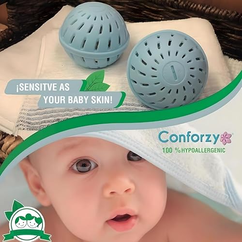 Miniatura 7 de Conforzy Kit de bolas de lavandería para bebé para pieles sensibles. Pelotas para lavadora y quitamanchas (hasta 240 lavados). Ecológico sin