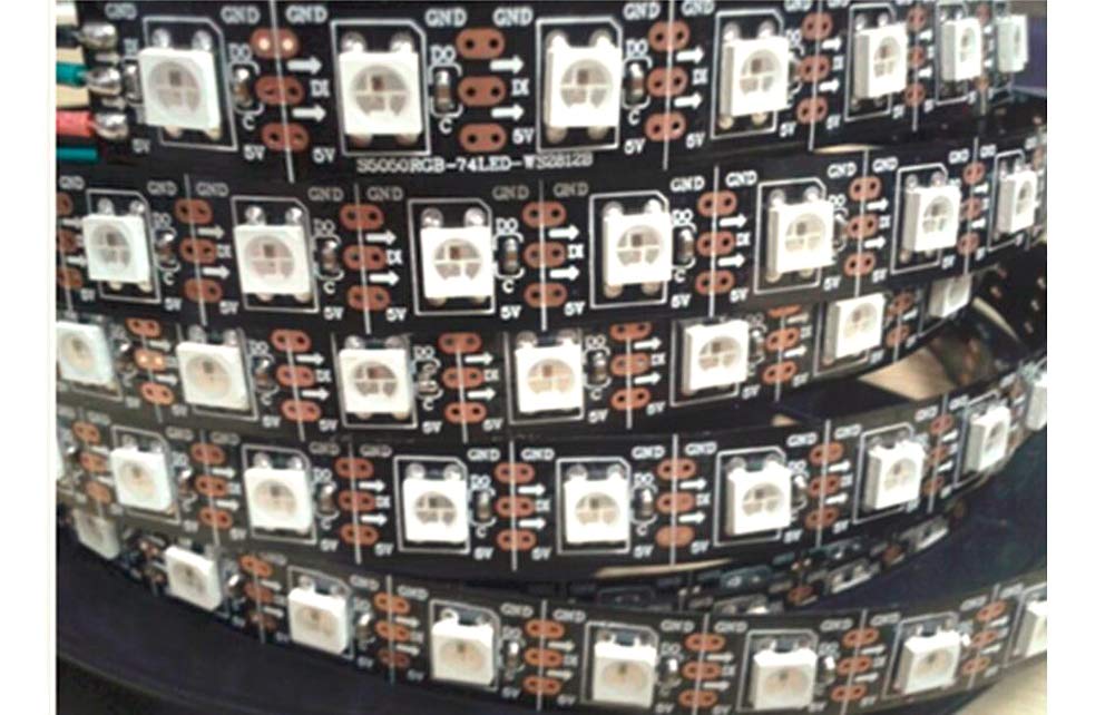 Rongda Smart Home 5M 5V 60Leds/M 300 Pixels Programmable WS2812B RGB 5050 LED Strip Individually Addressable Dream Color Non-Waterproof IP20 (Black PCB)