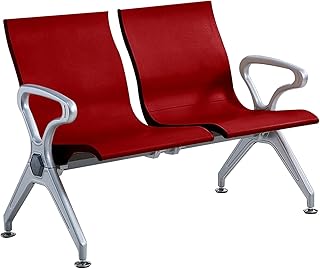 FQMYLTYN Airport Reception Chair, 2 Seat Waiting Room Chairs Visitor Guest Sofa, Office Lobby Bench with Armrests and Backrests, for Hospital, Bank, Salon, Barbershop, School(Red)