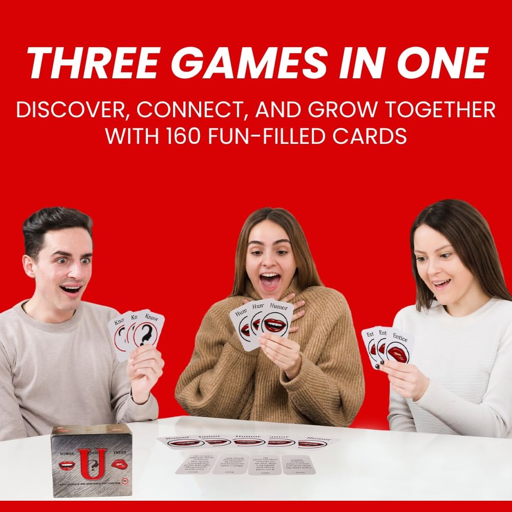 3 in 1 Game: Humor U, Know U, and Entice U Card Game - Romantic Game for