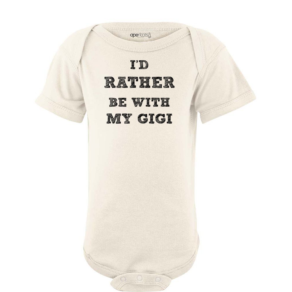 Apericots Cute Baby Short Sleeve Bodysuit, 100% Cotton: I'd Rather Be with My Gigi (0-18 months)