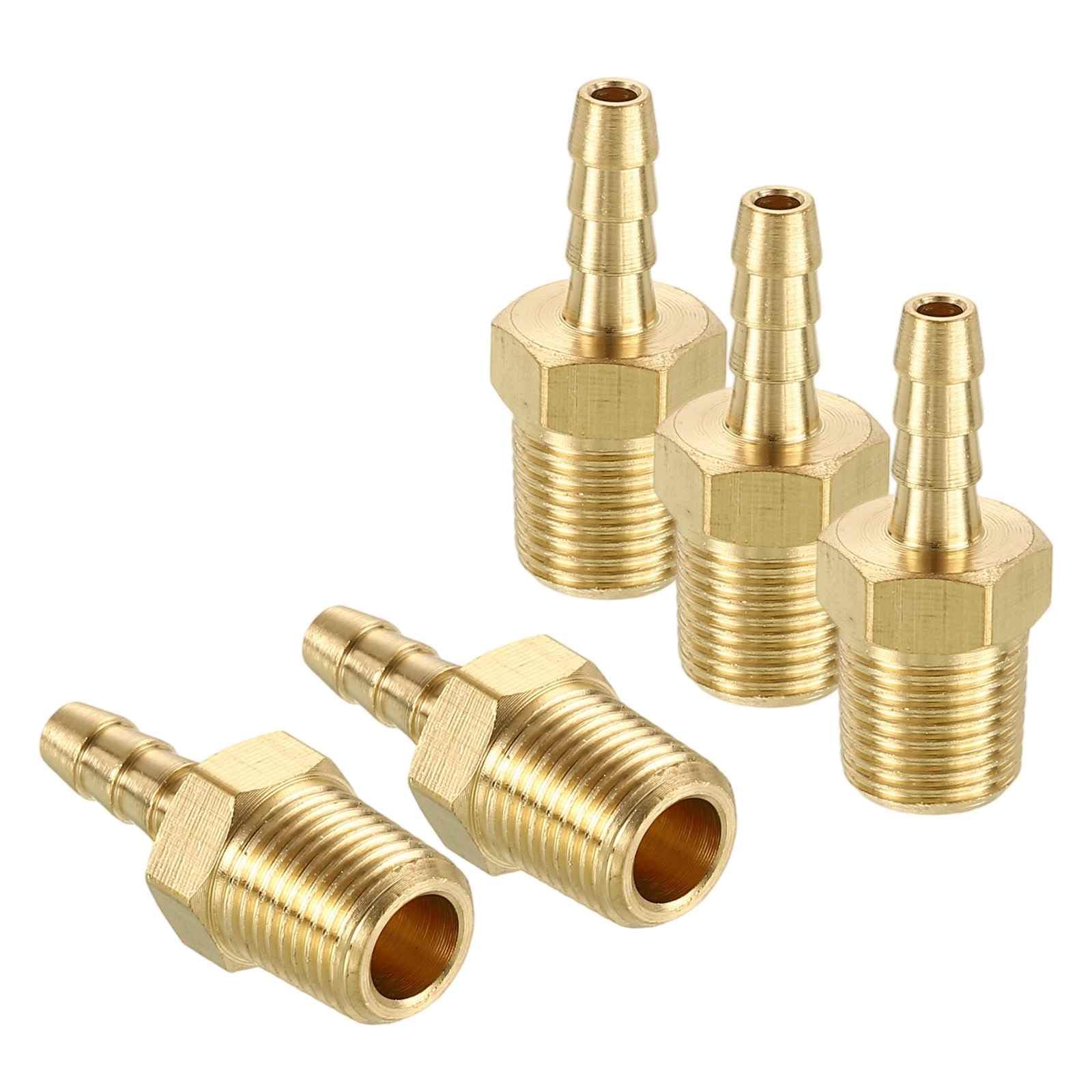 HARFINGTON 5pcs 1/8" to 1/8" NPT Male Brass Hose Barb Fitting Metals Splicer Mender for 3D Printing, Air Compressor, CNC Machine, Dies