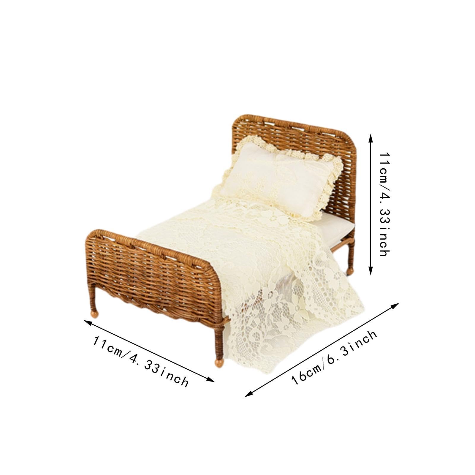 Letto Miniatura Per Кукольный Дом От Рогожки Для Микро,Pizzo Bianco Crema