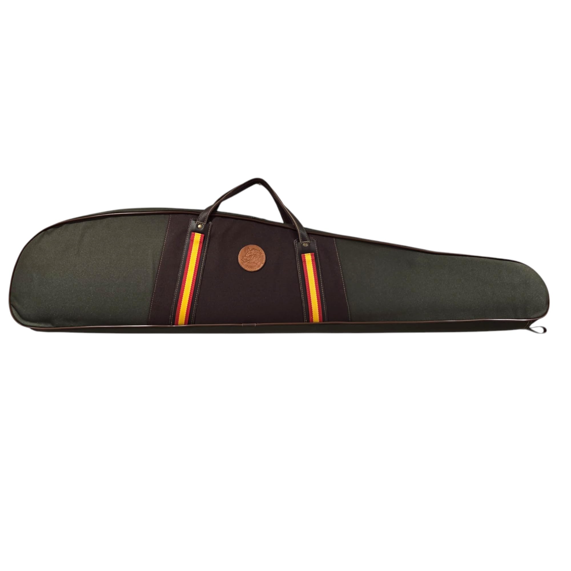 Funda Acolchada para Rifle con Visor, Verde Militar y Marrón, Detalle Bandera españa