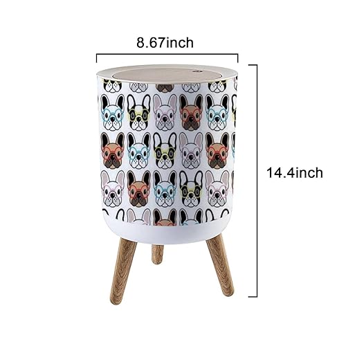Miniatura 4 de Bote de basura de estilo nórdico, sin costuras, para perro, con tapa y diseño de bulldog francés, con patas para cocina, baño, a prueba de perros,