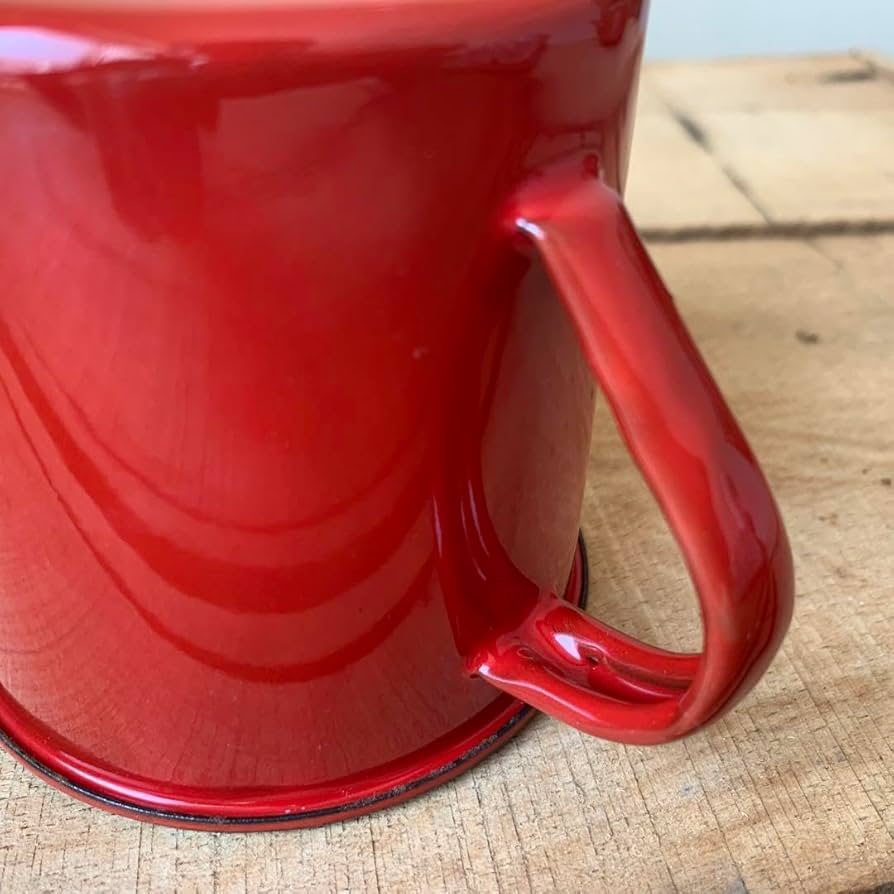 Amazon.co.jp: 年代物 レトロ 琺瑯 ホーローマグカップ大 赤 1個