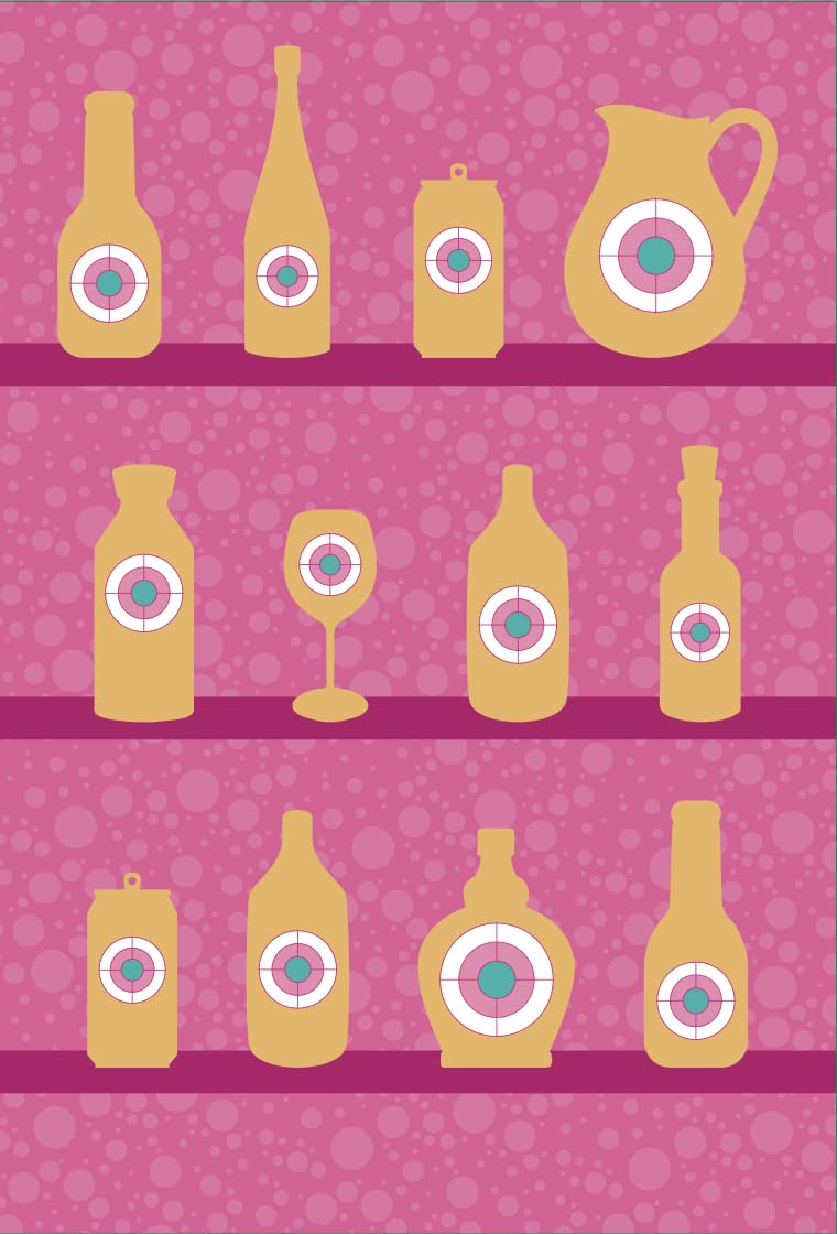 Shooting Targets Paper Bundle -Pink blottles & Glasses 17