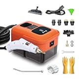 Heavy Duty Handheld Steam Cleaner, 15s Heat-Up, 9-Level Adjustable 2500W Pressurized Steamer for Cleaning with 14 Accessories, Multipurpose Portable Steam Cleanr for Home, Car, Grease, Grout（Orange）