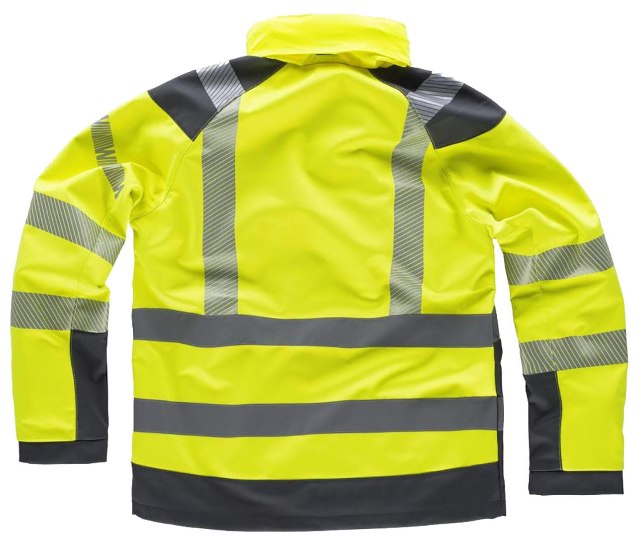 WORKTEAM Chaqueta Softshell de ALTA VISIBILIDAD, Cintas Reflectantes Discontinua, Capucha, Cortavientos, Repelente Agua, Membrana Transpirable y Alta Capacidad Térmica. Unisex