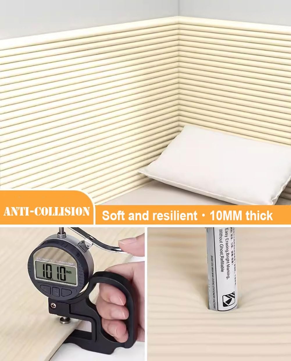 Panneau Tete de Lit à Coller 200cm, Panneaux Muraux Rembourrés, Coussin Mural Tete de Lit pour Enfant, 3D Panneau Revêtement Mural Adhesif, Beige (Taille : 60cmx200cm)