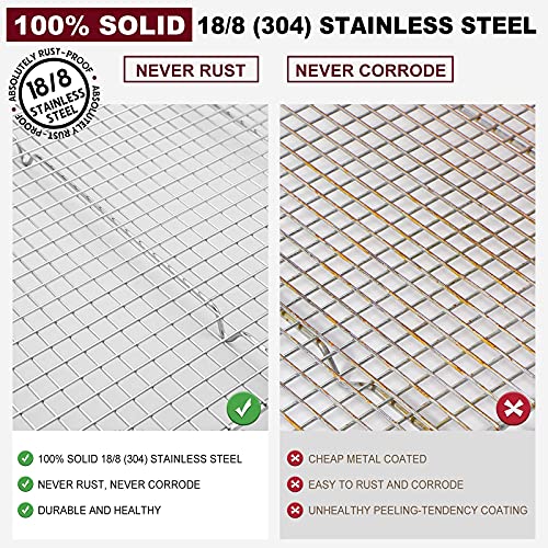 18/8 Stainless Steel Cooling Rack For Baking With Lifting Handle, 11.8”X 16.5” Baking Rack, Oven And Dishwasher Safe, Wire Rack For Cooking, Roasting, Grilling, Fit Half Sheet Pan #TOP3