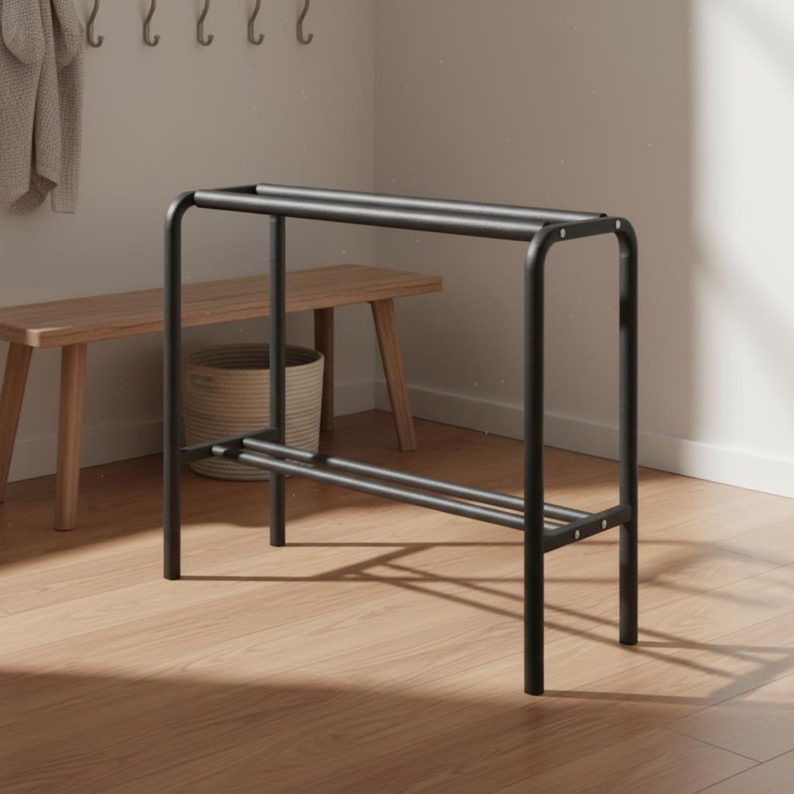 Estante de Raquetas de Pared Ahorra Espacio Estante Almacenamiento Deportivo Resistente para Gimnasio, Negro YMQ01-B