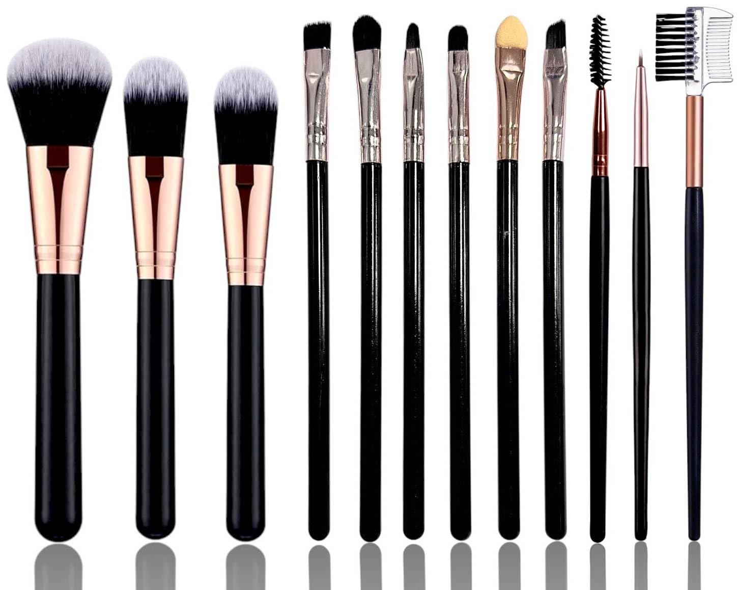 MOMENT Professional Makeup Brush Set 12-Pieces Premium Synthetic Powder Small Fan Nasal Shadow Eyebrow Comb Eyeshadow Eyelash Concealer Shading Small Cream Brush Make up