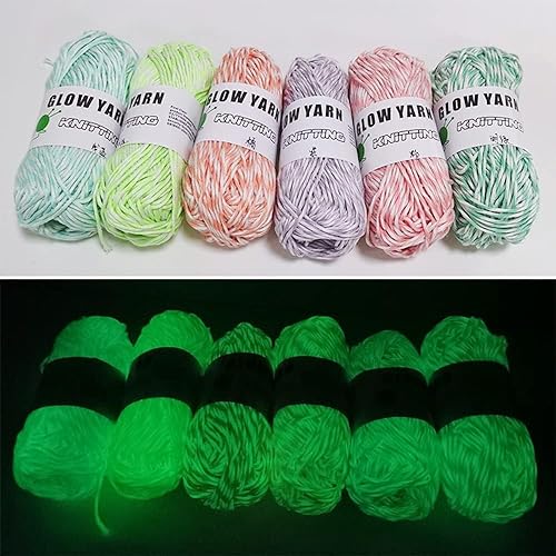 Miniatura 1 de Hilo para ganchillo que brilla en la oscuridad, 1 hilo luminoso de 55 yardas para tejer para principiantes