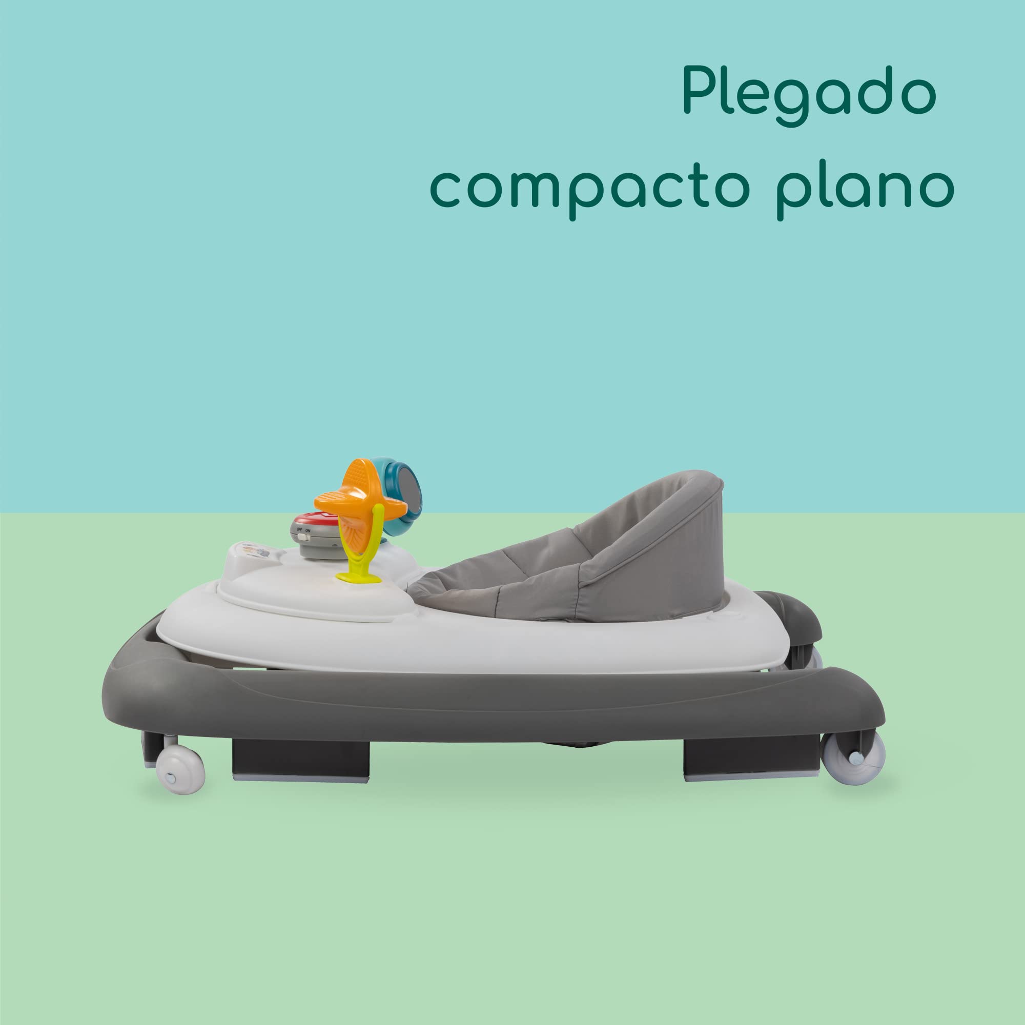 Bebeconfort Explorer, Andador bebé, Primeros pasos, 3 alturas regulables, Centro de actividades con 12 melodías, Asiento acolchado, Base antivuelco, Para niños 6 meses – 12 kg, Grey Mist