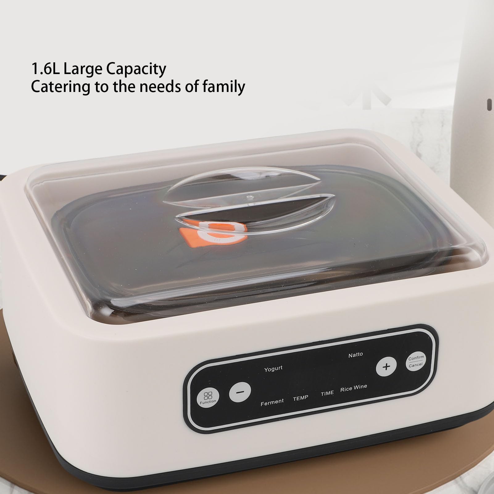 Smart Yogurt Maker, Square Shape, Batch Production, with 4 Diverse Fermentation Modes for Yogurt, Enzymes and Natto Fermenter, 1.6L Capacity, Adjustable Temperature and Time (EU Plug 110~240V)