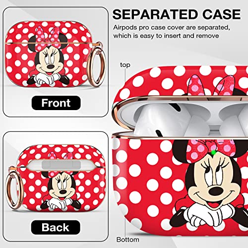 Iqouda Minnie Mouse Airpods Pro Case Designed For Airpods Pro 2Nd Generation/1St Generation Case (2022/2019) For Women Girls Kids Full Protective Case Cover With Keychain (Rosy) #TOP1