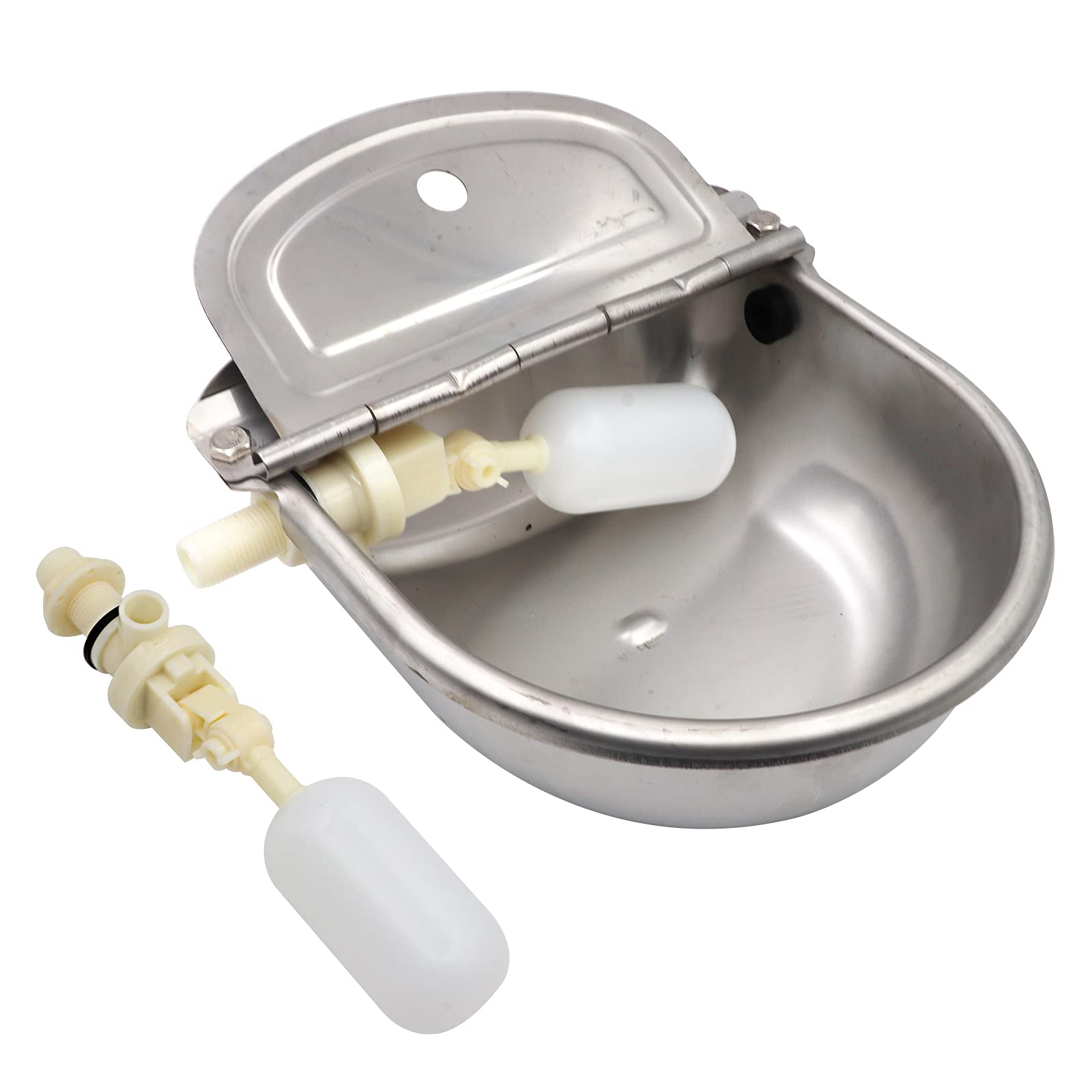 Abreuvoir Automatique pour Chien avec 2 Valves à Flotteur, Abreuvoir en Acier Inoxydable pour Chien Cheval Bovin Chèvre Mouton