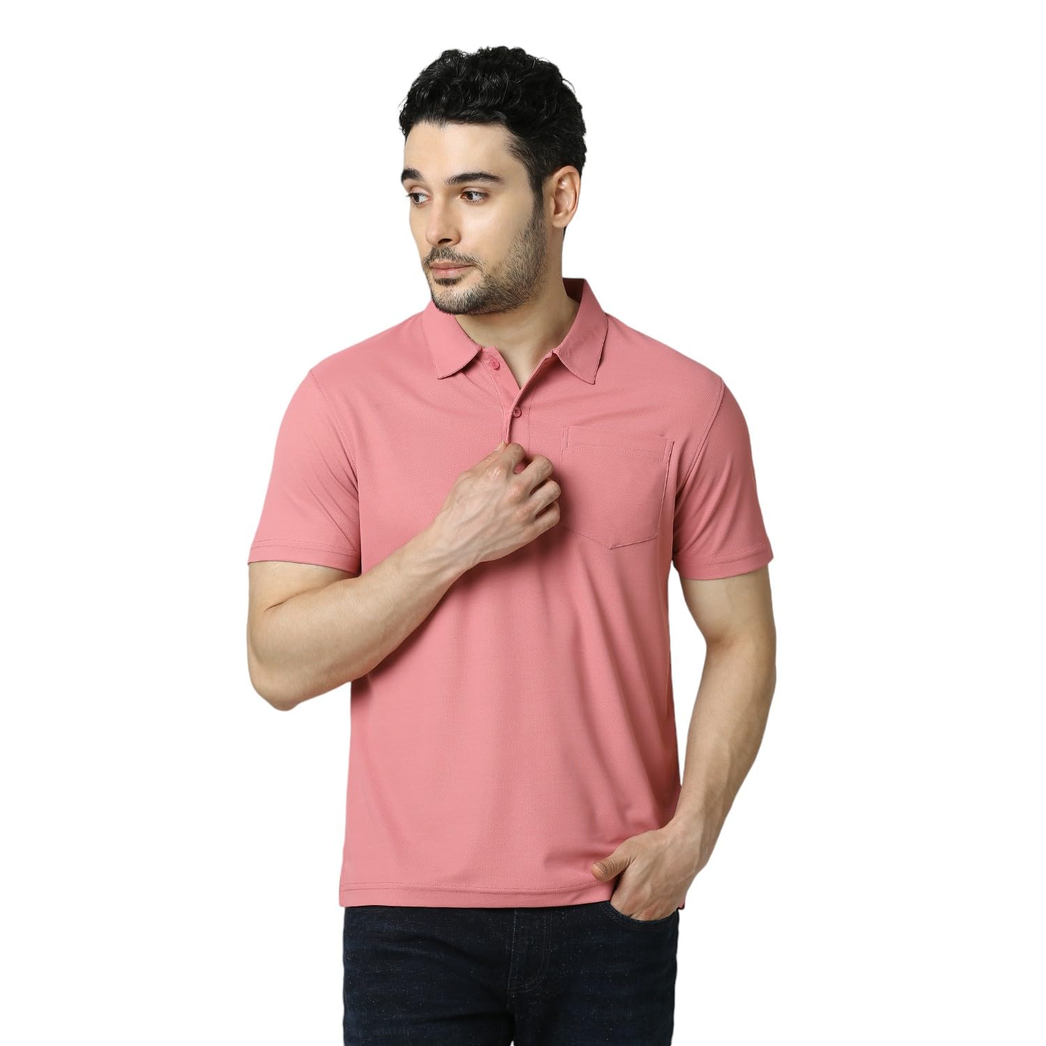 Matte Polo T-Shirt for Man | Collar with Pocket Tshirts | Short Sleeve Solid | Half Sleeves | Plain-Regular Fit Polo Tshirt for Men-image-34