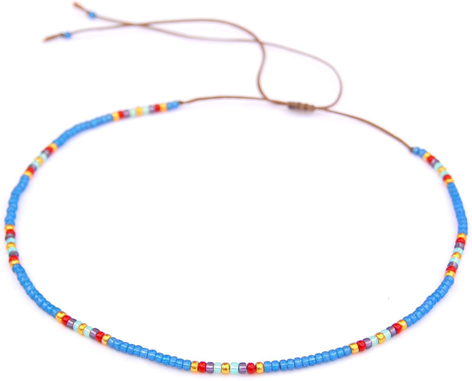 Beaded Choker Necklace for women and Teen Girls, Boho Bohemian Adjustable Colorful Seed Beads Necklace, Handmade Native American Style Jewelry by TRIBES - Image 2