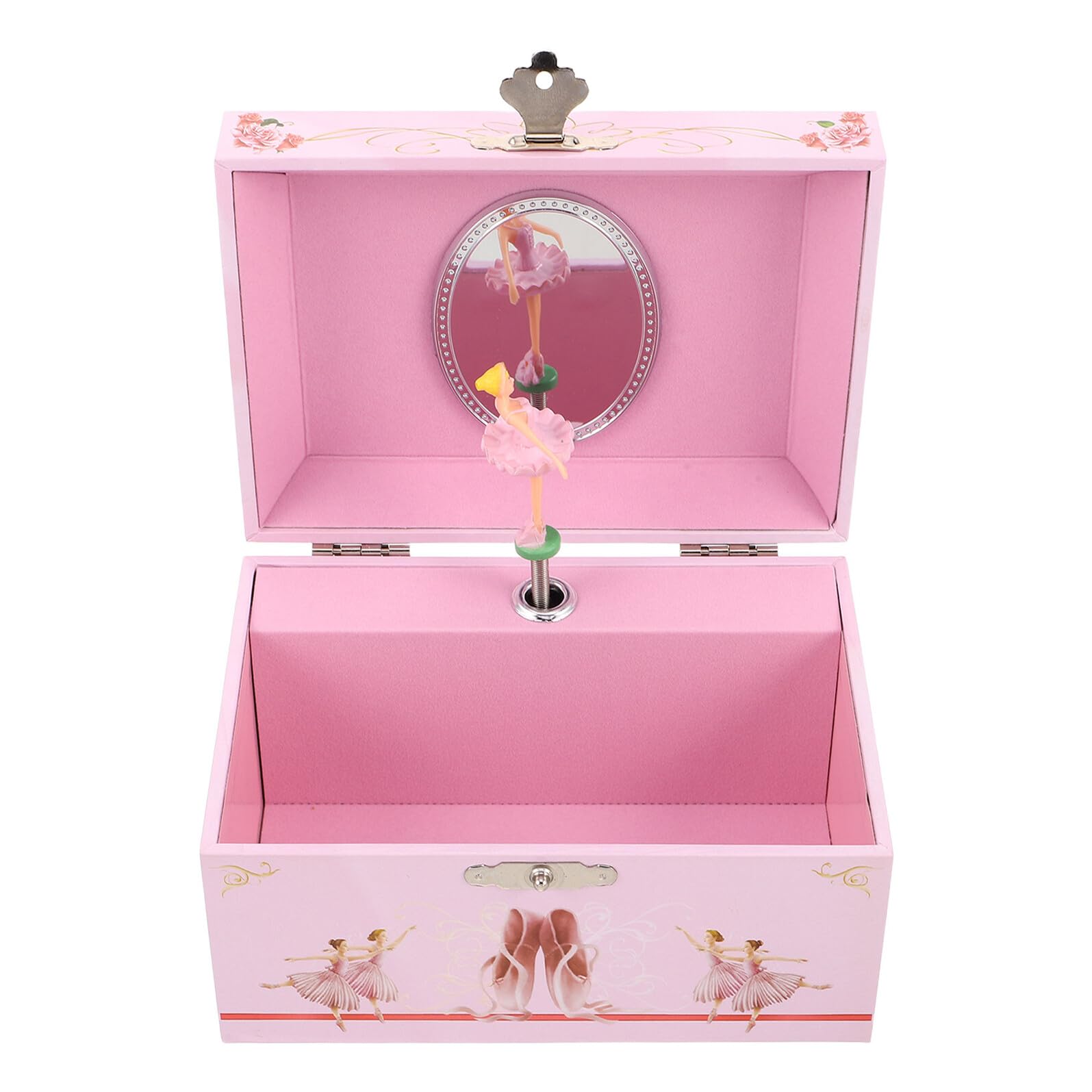 Gadpiparty Joyero Musical de Ballet para Niñas 13 Cm Caja de Música Rosa con Compartimentos para Joyas Diseño Giratorio Decoración Infantil Obsequio