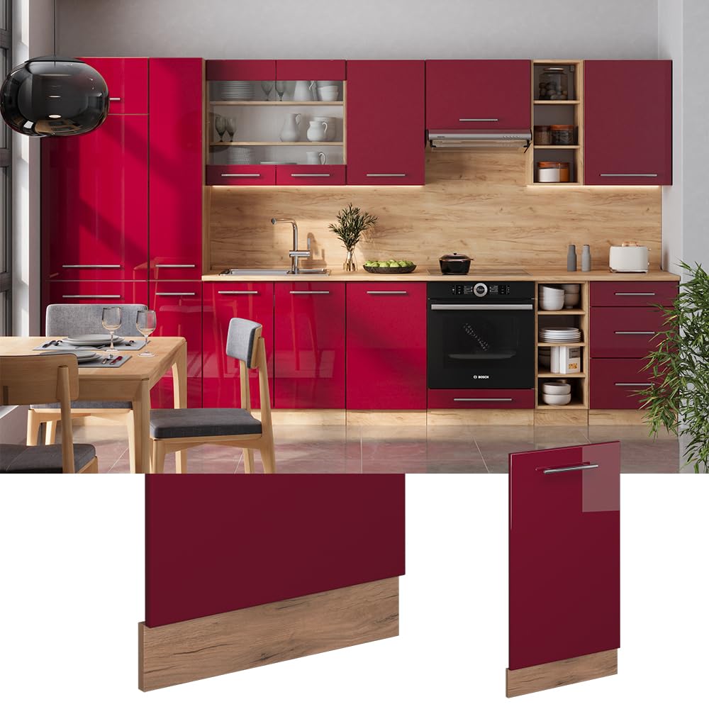 Vicco Panel przedni zmywarki "Fame-Line", Bordowa Czerwień połysk, 45 cm | BP Dąb, à combiner avec d'autres modules de la série Fame-Line