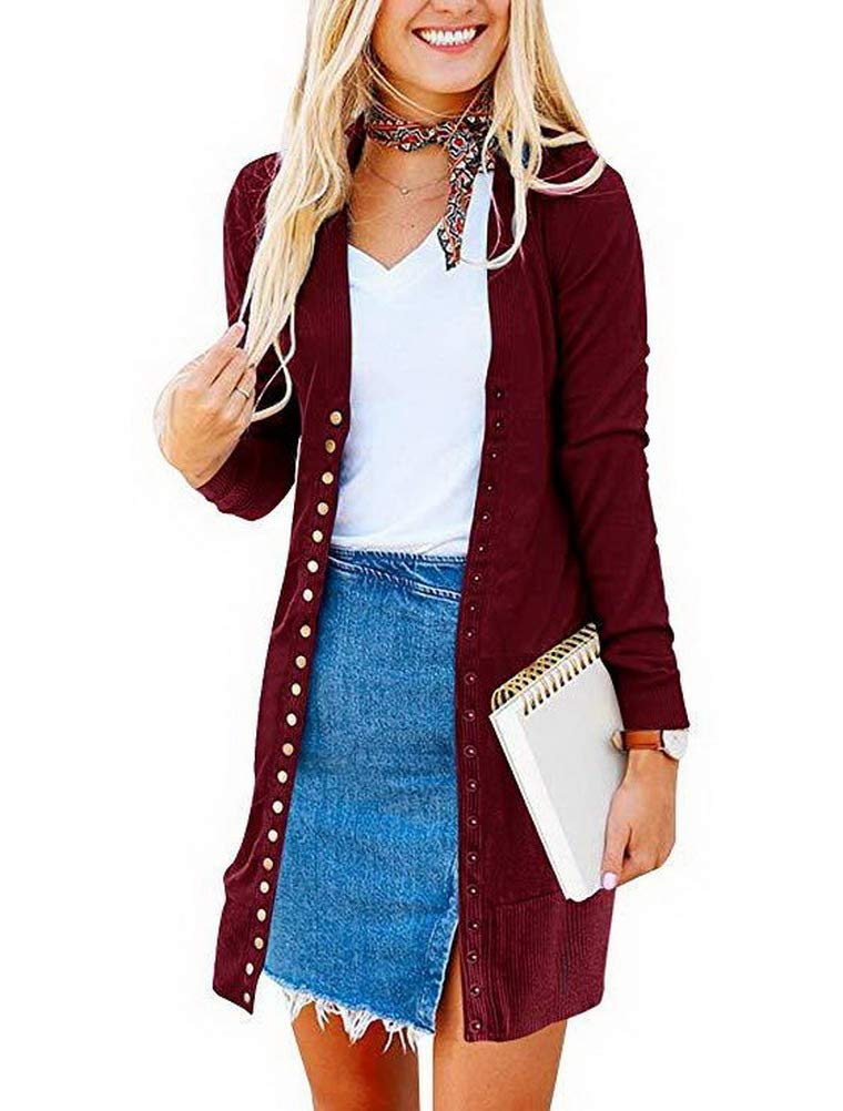 CHAGANA Women's Open Front Longline Casual Lightweight Cardigans Coat