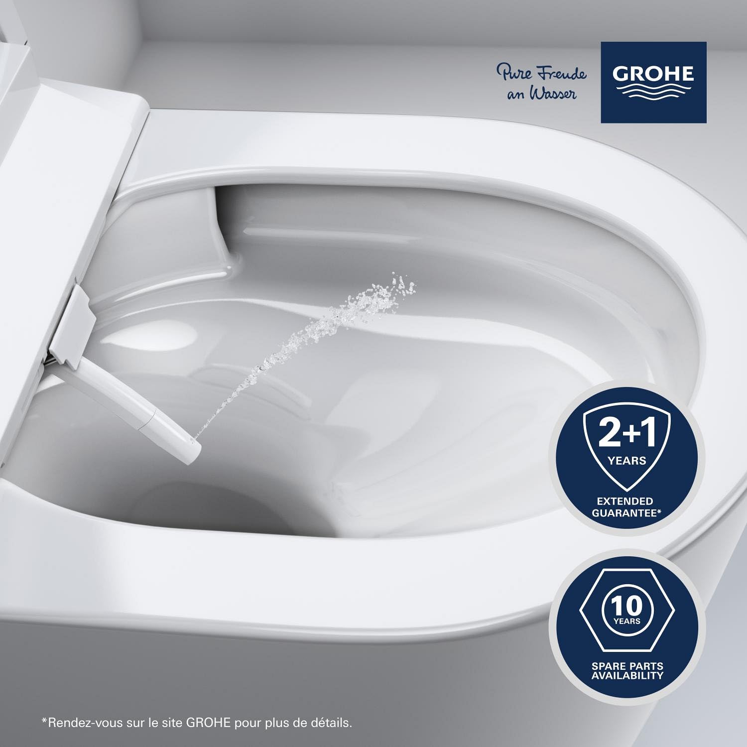 GROHE Rapid SLX Pack bâti WC 4 en 1, Prise de courant intégrée, WC lavant complet Sensia, Supports muraux, Set d'isolation phonique pour WC, Régulateur de débit inclus, 36509SH0