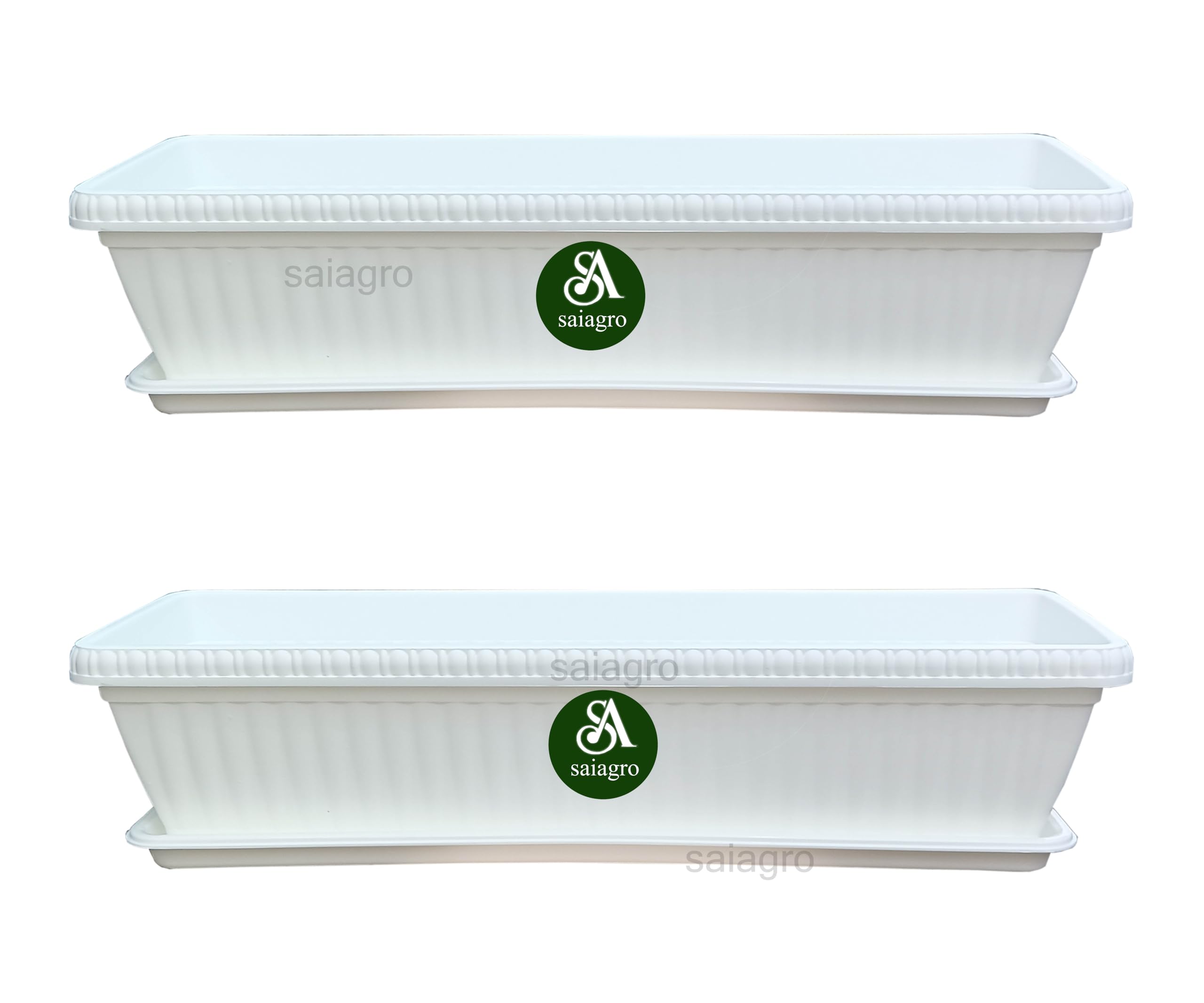 Saiagro Plant Container Rectangular Pots/Planter with Bottom Tray/Window Planter 26 inch Rectangular pots vergin Plastic 2 feet Rectangular Window Planter (Pack of 2, White) (B0DCFYZP61) Amazon Price History, Amazon Price Tracker