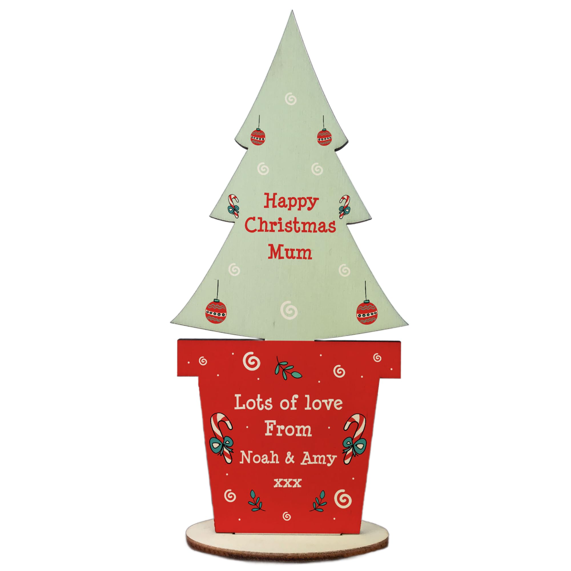 Merry For Mum Personalised Wood Standing Tree Daughter Son Gift