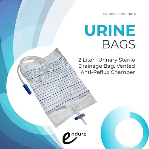 Miniatura 2 de Endure Bolsa desechable para orina estéril para adultos, 67.6 fl oz, bolsa de drenaje médico de emergencia unisex con válvula antirreflujo (10)