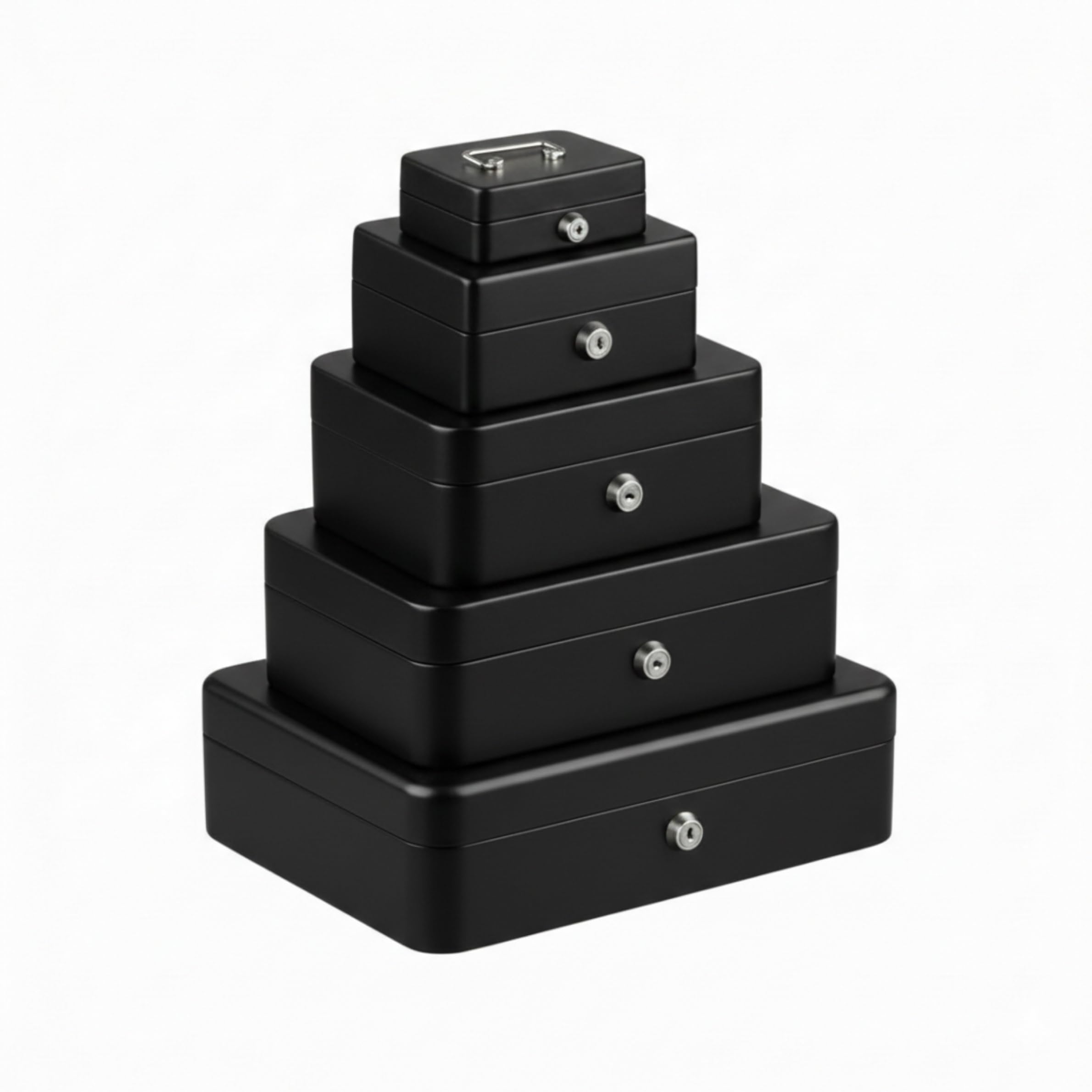 Metal Cash Box Money Bank Deposit Steel Tin Security Safe Petty Key Lockable (Black, 12 Inch)