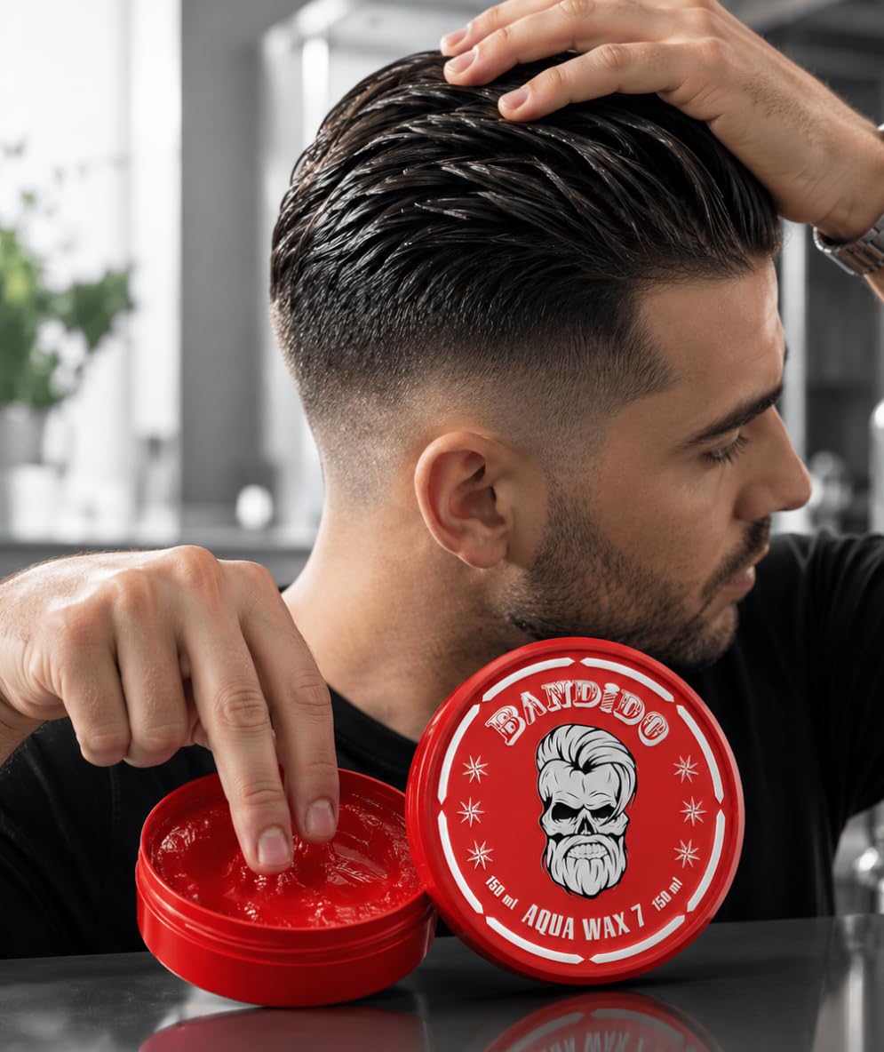 Bandido Aqua Hair Wax N. 7 Red 150 ml | Gel per capelli | Cera per capelli con profumo fruttato e forte tenuta