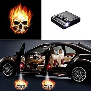 4PCS Skull Hd Car Welcome Light, Car Door Light Logo Projector for Cars, SUVs, Motorcycles, Trucks, Forklifts LED Car Light Logo 3D Skull Light Upgraded Version Welcome Courtesy Projector