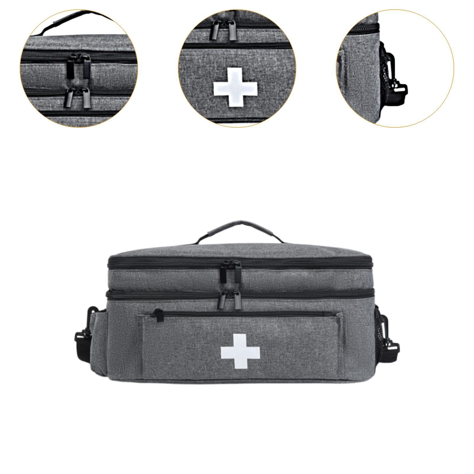 Bolsa de primeros auxilios, bolsa de almacenamiento vacía, cremallera suave, bolsa de emergencia, kit de emergencia, organizador para exteriores, hogar, senderismo (gris)