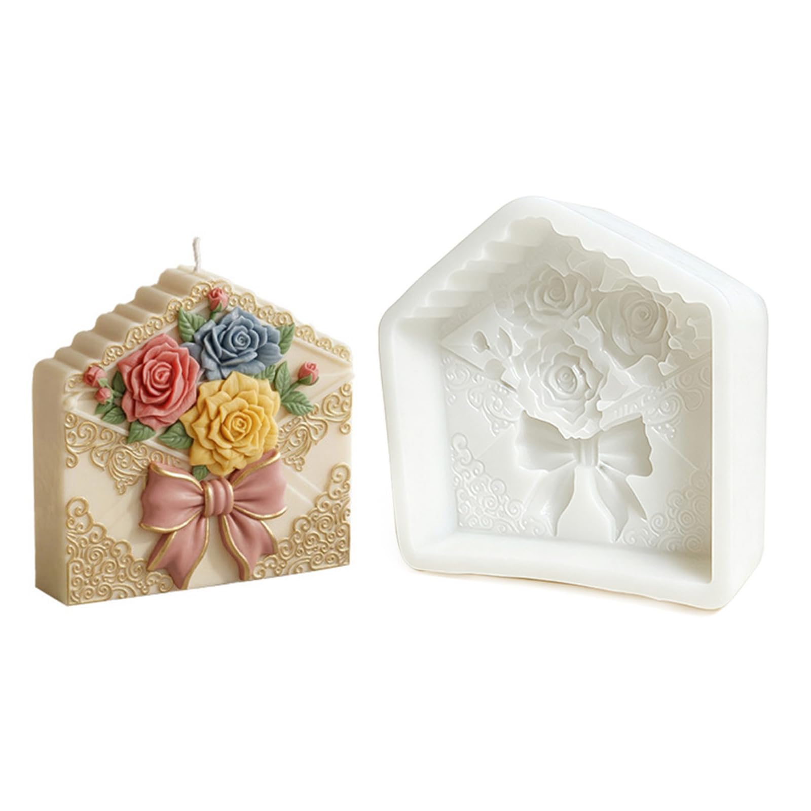 BWANGIAO Romance Rose Envelope Candle Mould For Handmade Candle Soap Craft Silicone
