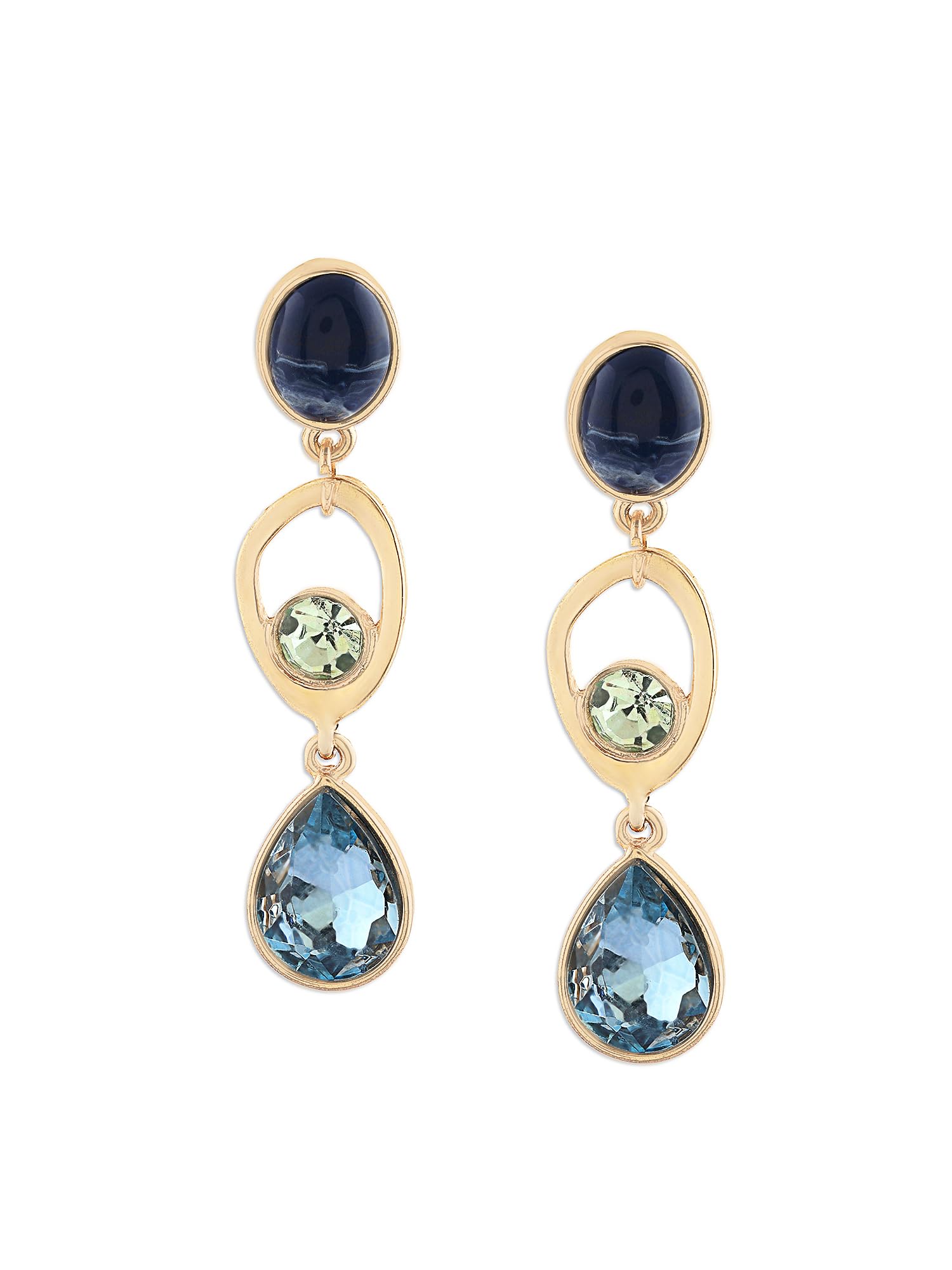 Zaveri Pearls Blue & Green Stones Embellished Classy Drop Earrings For Women-ZPFK17255 (B0CRRMWYBT) Amazon Price History, Amazon Price Tracker