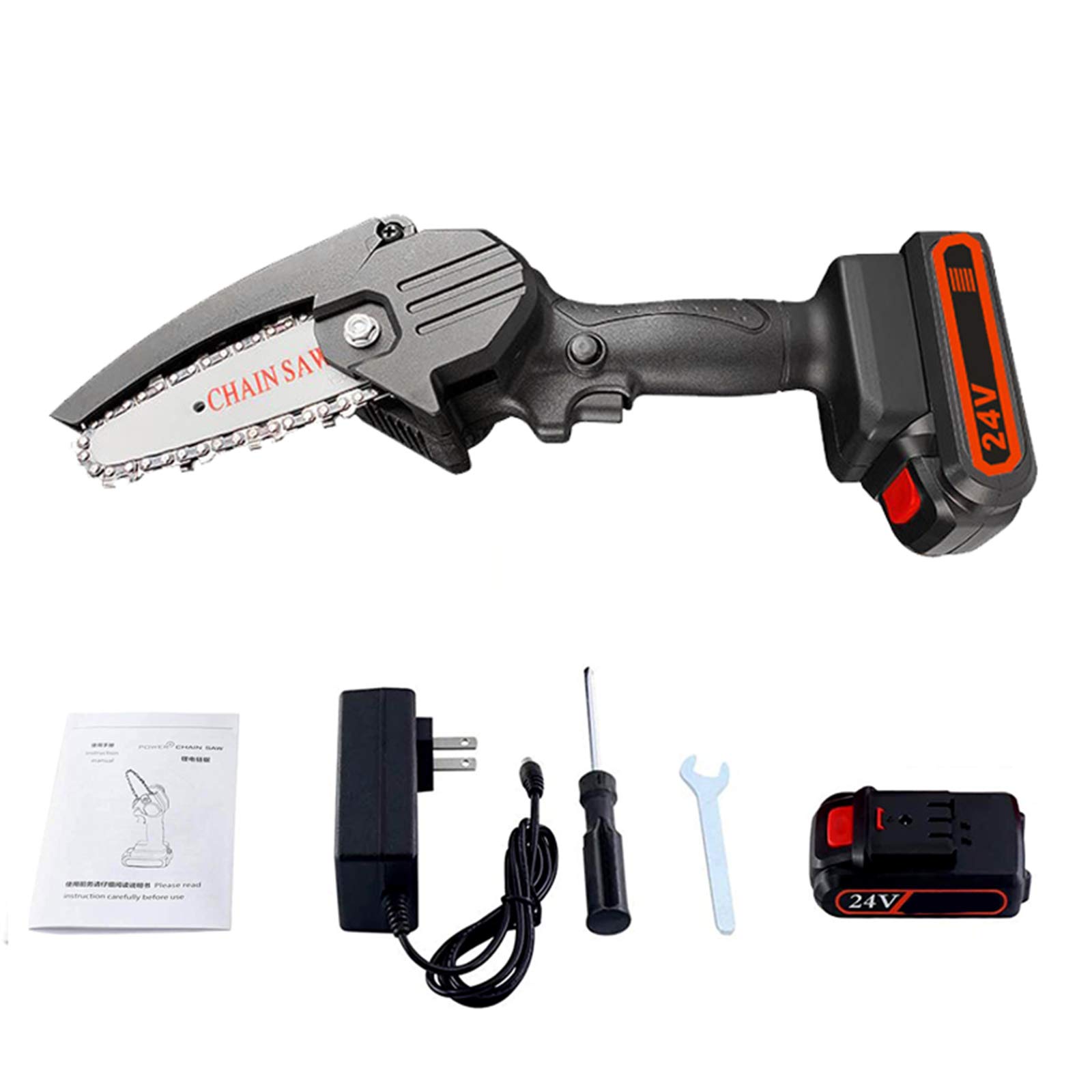 Minimotosierra portátil inalámbrica, 4 Pulgadas Motosierra De Tijeras De Podar Cadenas Para Cortar ​con batería con bloqueo seguridad, uso con una sola mano,mini motosierra eléctrica pequeña mano