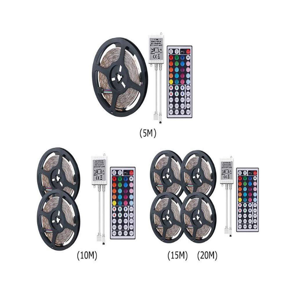 Striscia LED 5M, Luci Led Colorate Smart Phone Strisce LED Compatibile RGB SMD 5050 Musica Sync LED Strip Controllo App E 24/44 Tasti Telecomando RF Per Casa Cucina Festa TV Decorazione,44key,15M