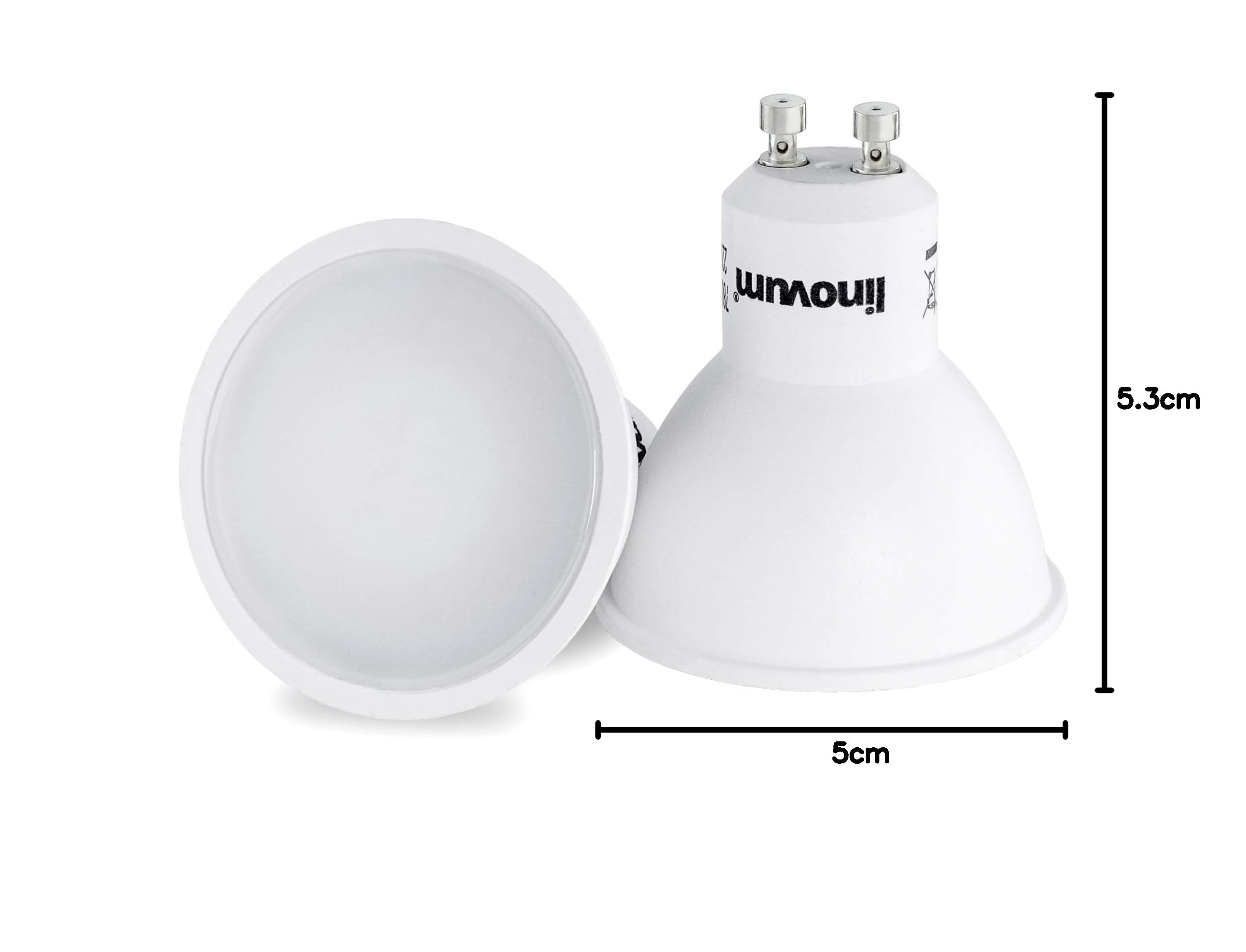linovum FourSTEP - Bombilla LED (10 unidades, GU10, intensidad regulable, regulable sin regulador con cada interruptor, 5 W, luz blanca cálida)